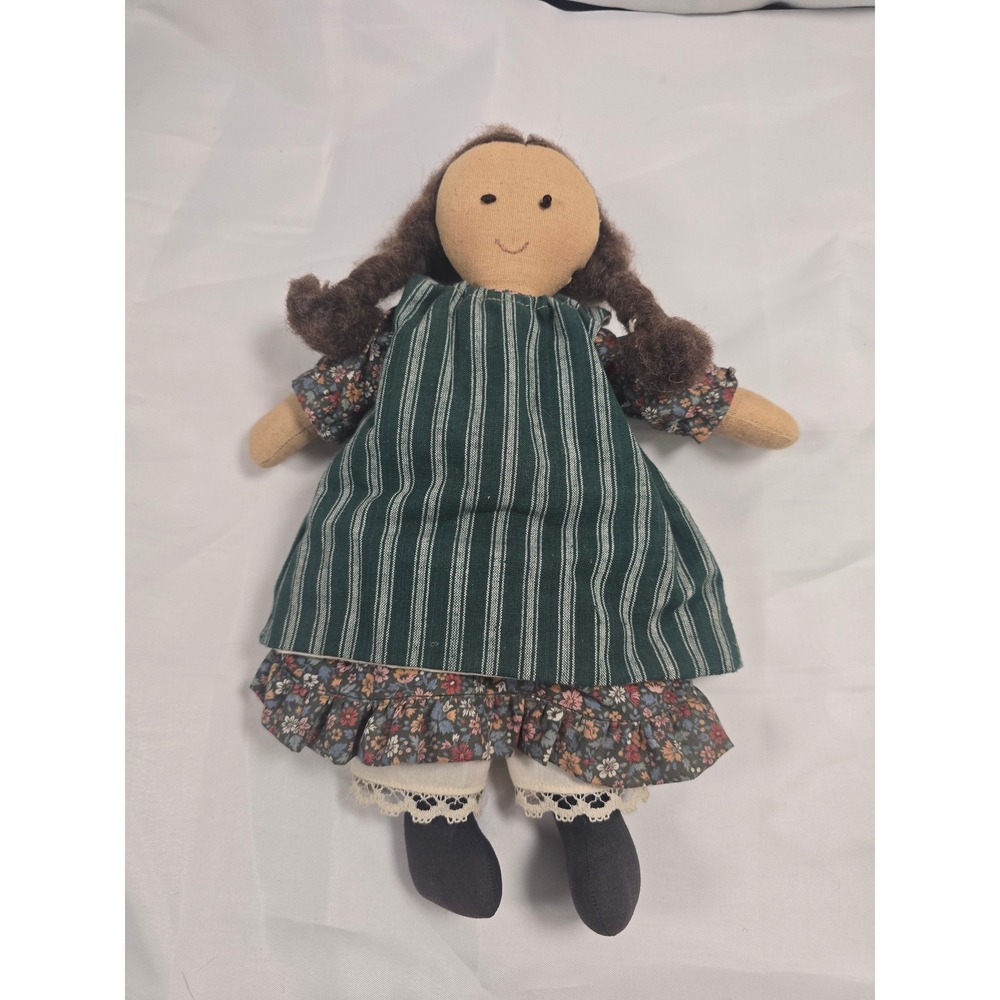 Calico Crafts Jeanne Handmade Rag Doll Floral Striped Dress Lace Bloomers 14"
